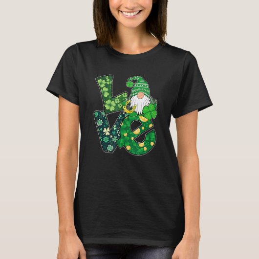 Gnome Liebe Funny St Patricks Day T-Shirt (Vorderseite)