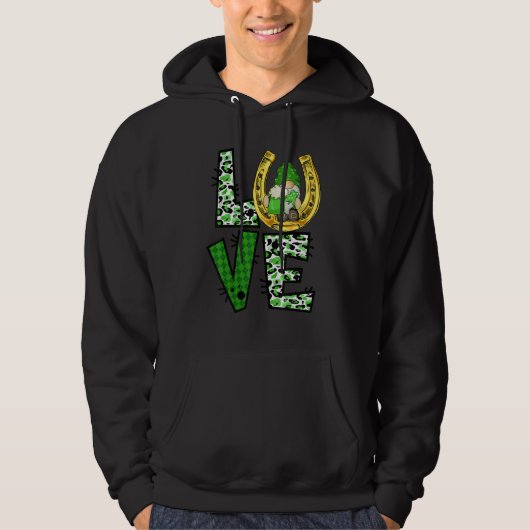 Gnome Liebe St. Patrick's Day Leopard Buffalo Kari Hoodie (Vorderseite)