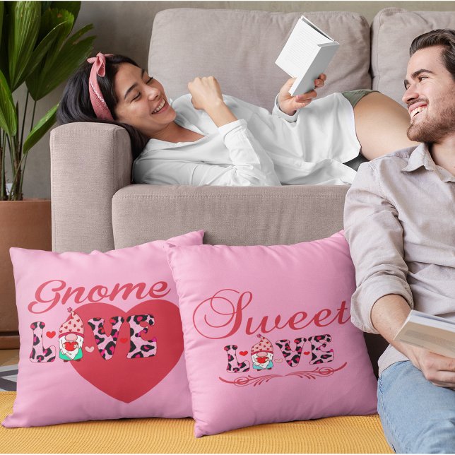 Gnome Liebe Sweet Liebe Valentines Kissen (Gnome Love Sweet Love Valentines Throw Pillow)