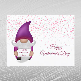 Gnome Lila Heart Valentine Feiertagspostkarte