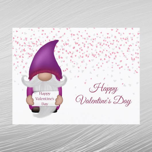 Gnome Lila Heart Valentine Feiertagspostkarte
