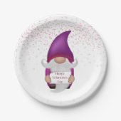 Gnome Lila Heart Valentine Pappteller (Vorderseite)