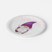 Gnome Lila Heart Valentine Pappteller (Schrägansicht)