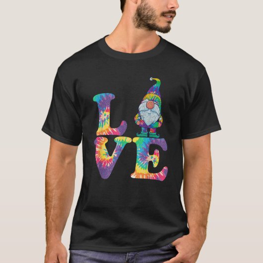 Gnome Love Hippie Gnomes Tie Dye Retro Style Vinta T-Shirt (Vorderseite)