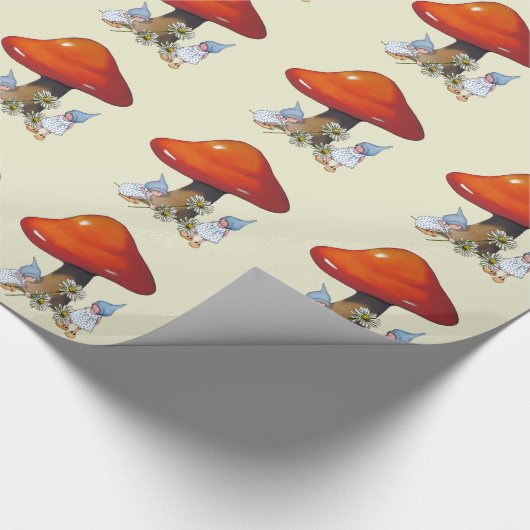 Gnome-Mädchen, Gänseblümchen, Toadstool, Geschenkpapier (Ecke)