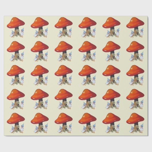 Gnome-Mädchen, Gänseblümchen, Toadstool, Geschenkpapier (Flach)