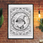 Gnome Mandala Adult Coloring Poster