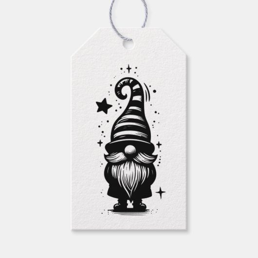 Gnome Merry Christmas Chic Grunge Black & White Geschenkanhänger (Vorderseite)