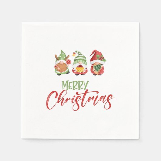 Gnome Merry Christmas Napkin Serviette (Vorderseite)