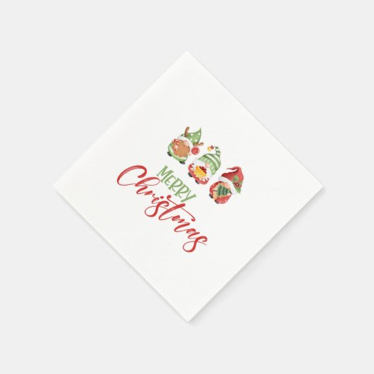 Gnome Merry Christmas Napkin Serviette (Ecke)