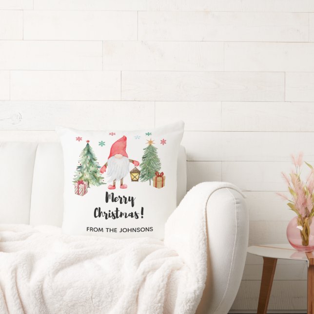 Gnome Merry Christmas Throw Pillow Gift Kissen (Liege)