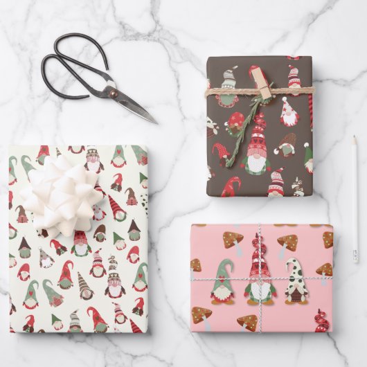 Gnome Merry Little Christmas Geschenkpapier Set (Vorderseite)