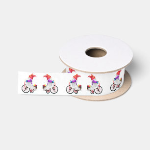 Gnome mit Bike und Geschenke Weihnachten Satin Rib Satinband