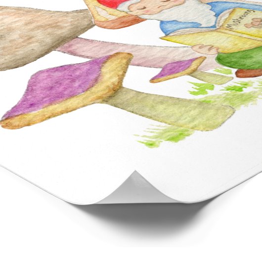 Gnome mit dem Mushroom Book Art Print Poster (Ecke)