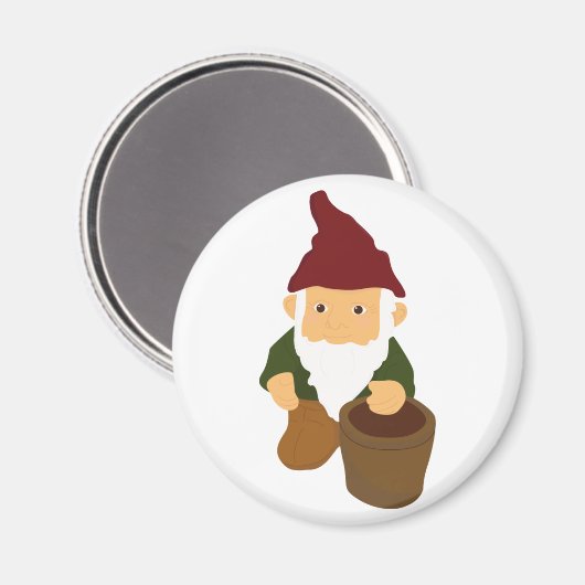 Gnome mit Eimer Magnet (Vorderseite/Rückseite)