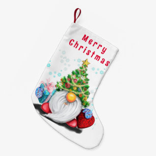 Gnome mit Geschenk Weihnachten Strumpf Kleiner Weihnachtsstrumpf