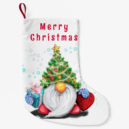 Gnome mit Geschenk Weihnachten Strumpf Kleiner Weihnachtsstrumpf (Vorderseite)