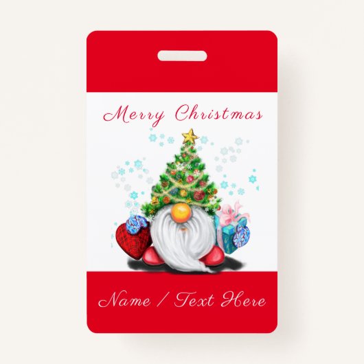 Gnome mit Geschenk Weihnachts-Individuelle Name-Ab Ausweis (Vorderseite)