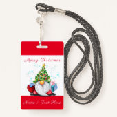 Gnome mit Geschenk Weihnachts-Individuelle Name-Ab Ausweis (Rückseite mit Schlüsselband)