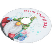 Gnome mit Geschenk Weihnachtsbaumrock Polyester Weihnachtsbaumdecke (Schrägansicht)