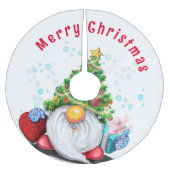 Gnome mit Geschenk Weihnachtsbaumrock Polyester Weihnachtsbaumdecke (Vorderseite)
