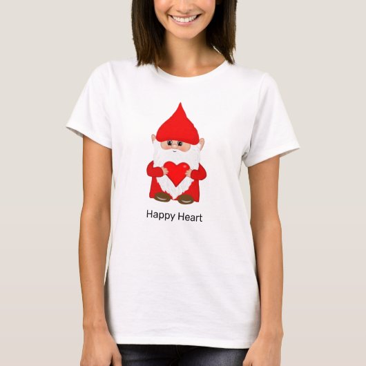 Gnome mit Happy Heart T-Shirt (Vorderseite)