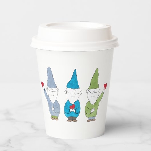 Gnome mit Herzen Pappbecher (Vorderseite)