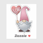 Gnome mit Liebe Herzballon - Valentinsticker Aufkleber (Blatt)