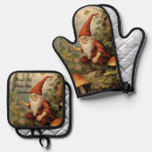 Gnome mit Muschelschalen Ofen-Mitt und Set mit Töp (Vorderseite/Rückseite)