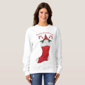 Gnome mit Red Hat in Christmas Strumpf Holly Sweatshirt (Vorne ganz)