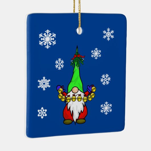 Gnome mit Sleigh Bells Keramikornament (Rechts)