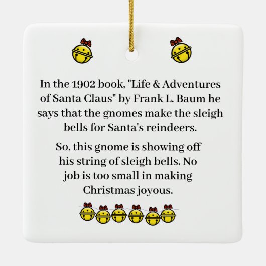 Gnome mit Sleigh Bells Keramikornament (Rückseite)