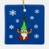 Gnome mit Sleigh Bells Keramikornament (Vorderseite)