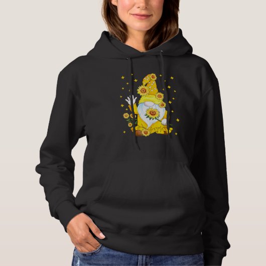 Gnome mit Sonnenblume Hoodie (Vorderseite)