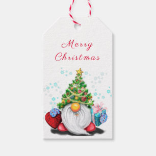 Gnome mit Weihnachts-Tree-Hut-Tags Geschenkanhänger