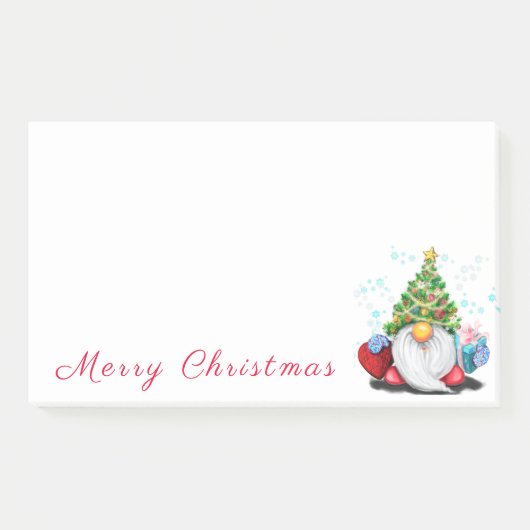 Gnome mit Weihnachtsbaum Hat Post es Notizen Funny (Vorderseite)