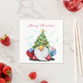 Gnome mit Weihnachtsbaumhut und Geschenk Napkins Serviette (Beispiel)