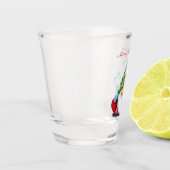 Gnome mit Weihnachtsbaumhut und Geschenk-Shotglas Schnapsglas (Links)