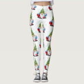 Gnome mit Weihnachtsbaumhut und Geschenk - Spaß Leggings (Vorderseite)