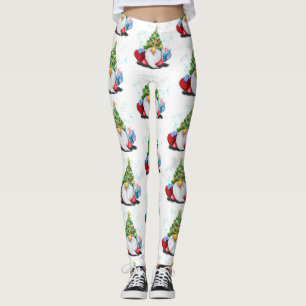 Gnome mit Weihnachtsbaumhut und Geschenk - Spaß Leggings