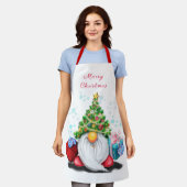 Gnome mit Weihnachtsbaumhut und Geschenk - Spaß Schürze (Getragen)