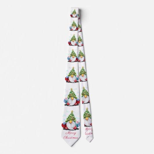 Gnome mit Weihnachtsbaumhut und Geschenken Neck Ti Krawatte (Vorderseite)