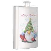 Gnome mit Weihnachtsbaumhut und Geschenkflasche Flachmann (Rechts)