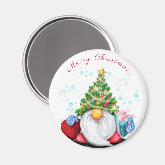 Gnome mit Weihnachtsbaumhut und Gift Magnet (Vorderseite/Rückseite)