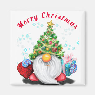 Gnome mit Weihnachtsgeschenke Magnet