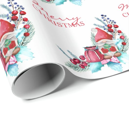 Gnome mit Weihnachtsgeschenktasche Geschenkpapier (Rolleneckpunkt)