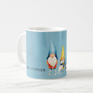 Gnome Monogram Whimsical Watercolor Blau Kaffeetasse