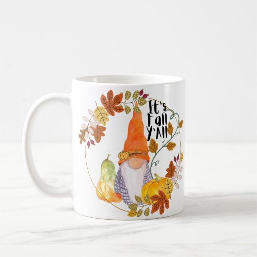 Gnome mug with pumpkins squash and fall leaves kaffeetasse (Links)