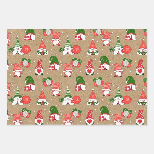 Gnome-Muster Weihnachten Weihnachten Weihnachten Geschenkpapier Set (Vorderseite)