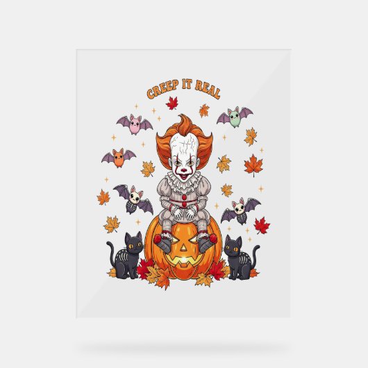 Gnome Niedlich Pumpkin Halloween Acrylschild (Vorderseite)